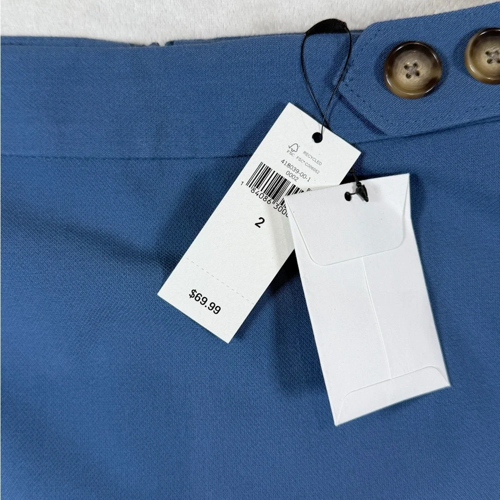 NWT Banana Republic Size 2  Blue Pencil Skirt with Button Accents - Picture 5 of 10